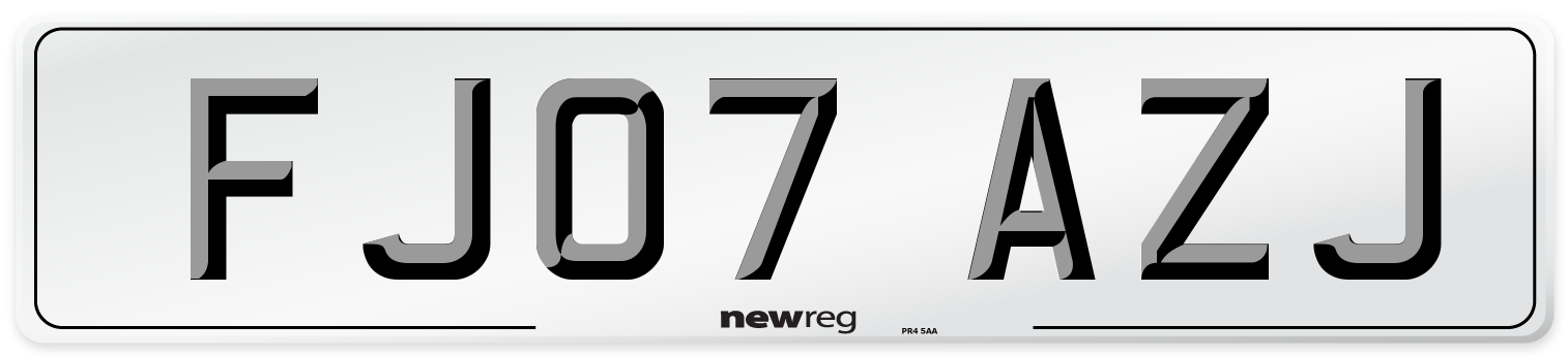 FJ07 AZJ Number Plate from New Reg